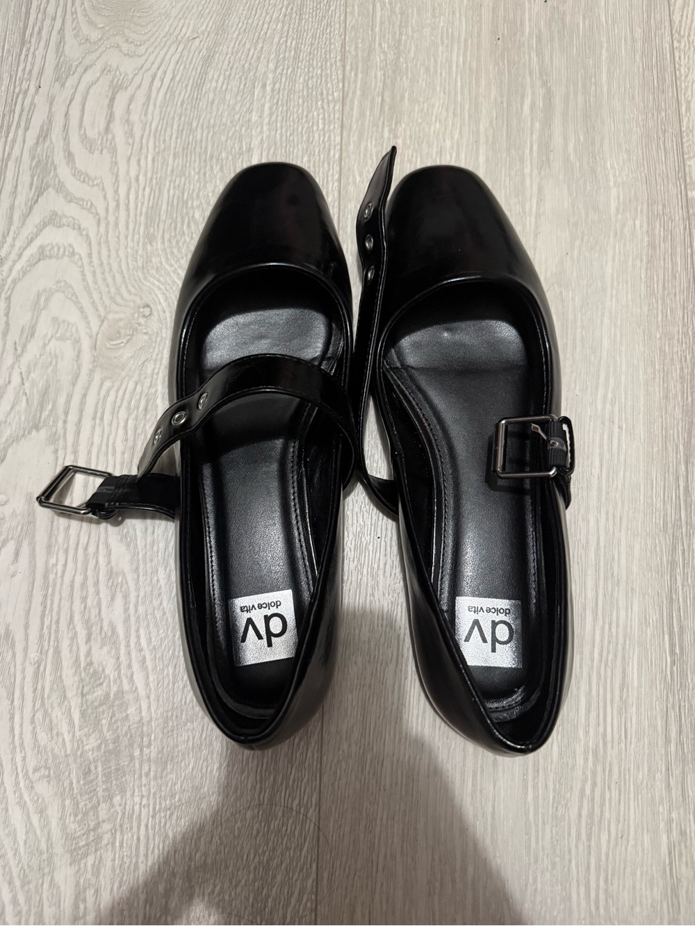 DV by Dolce Vita Black Mary Jane Buckle Flats with Strap